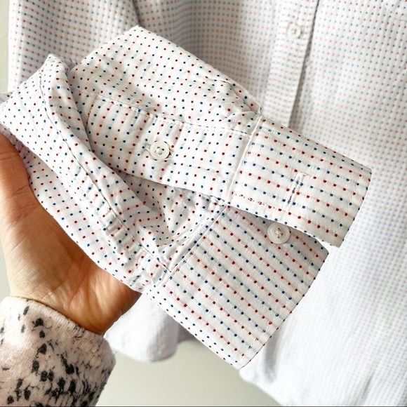 Impatient Wolves White Colored Dobby Long Sleeve Button Front Shirt Size Large - Picture 4 of 9